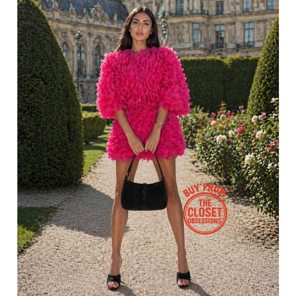 ZARA Pink Textured Statement Coat NWT Couture Barbiecore Jacket - Picture 5 of 16